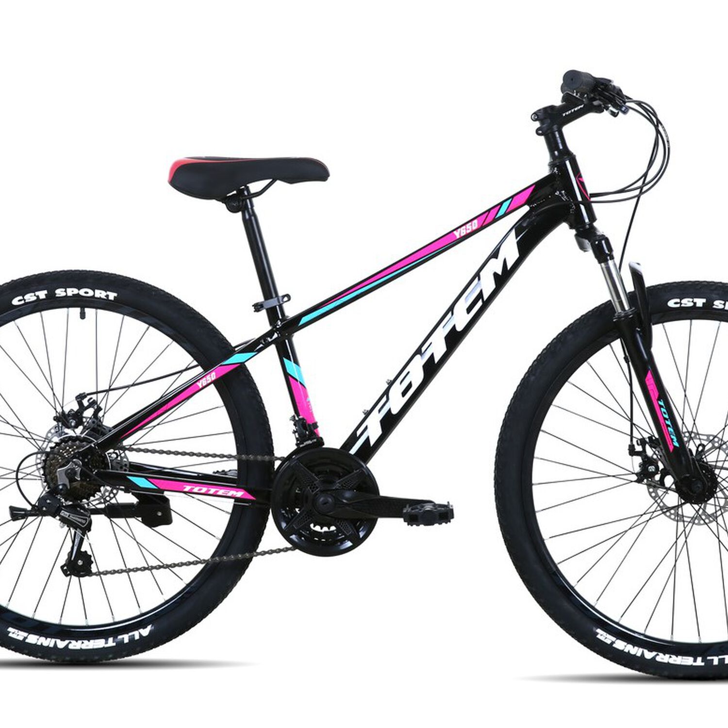 Bicicleta Totem Mtb Aro 26 Modelo Y650 Negro Rosa image number 0.0