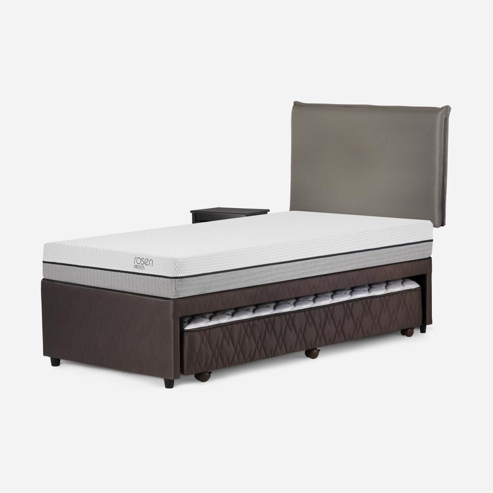 Cama Nido Rosen Pratta / 1.5 Plazas / Base Normal + Set De Maderas Maurice Gris image number 2.0