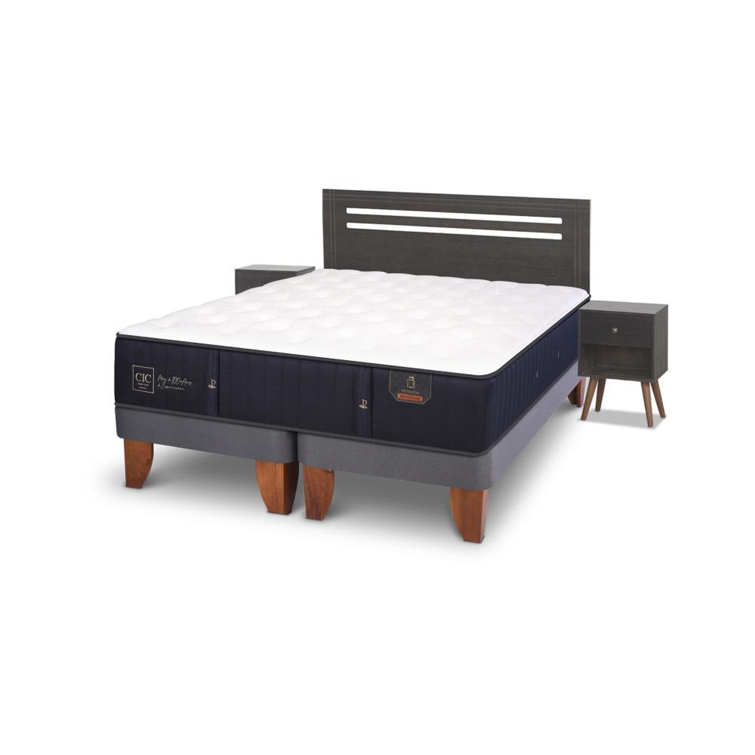 Cama Europea Cic Premium / 2 Plazas / Base Dividida + Set De Maderas image number 3.0