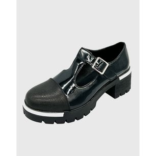Zapato Para Mujer Con Taco Bajo Mary Jane Negro
