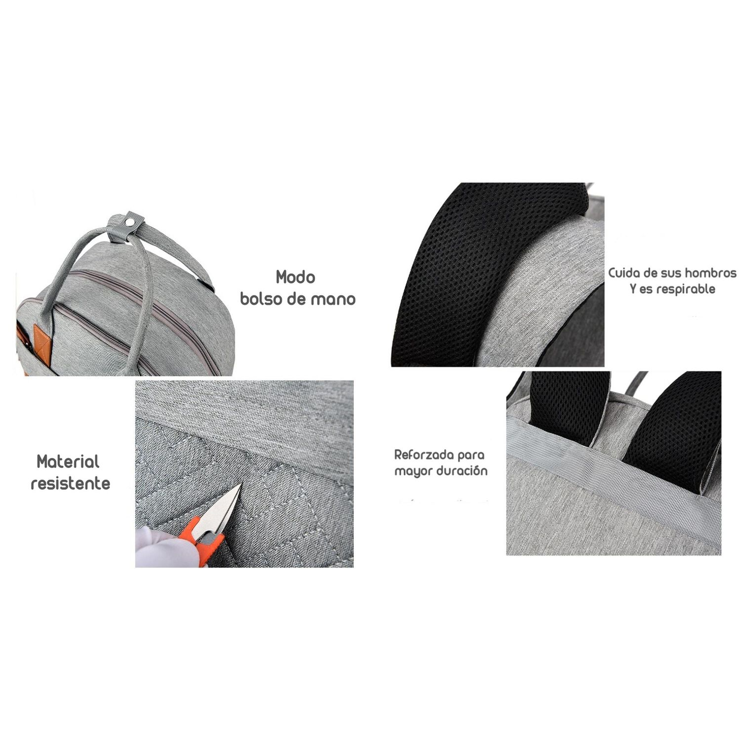 Mochila Maternal Con Monidero Y Colgador Lubabycas Negra image number 6.0