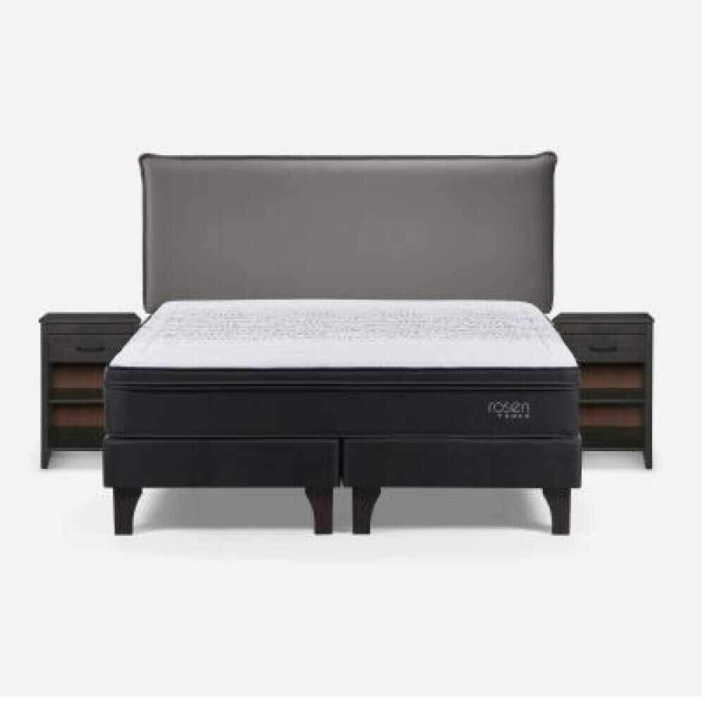 Cama Europea Rosen Tempo / 2 Plazas / Base Dividida + Set De Maderas Maurice Gris image number 6.0