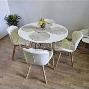 Comedor Mesa Eames Blanca 100cm + 4 Sillas Mariposas Wood Blanco