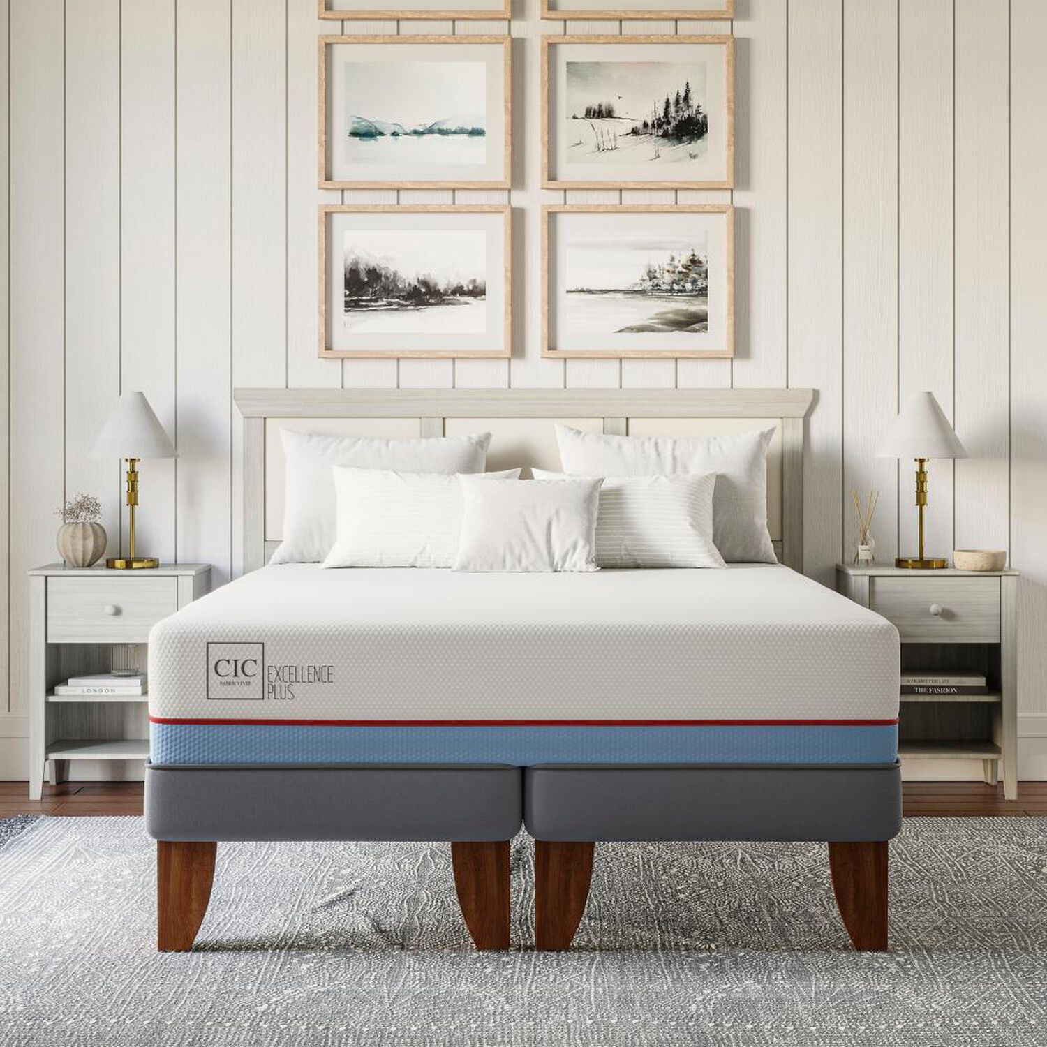 Cama Europea Cic Excellence Plus / 2 Plazas / Base Dividida + Respaldo image number 8.0