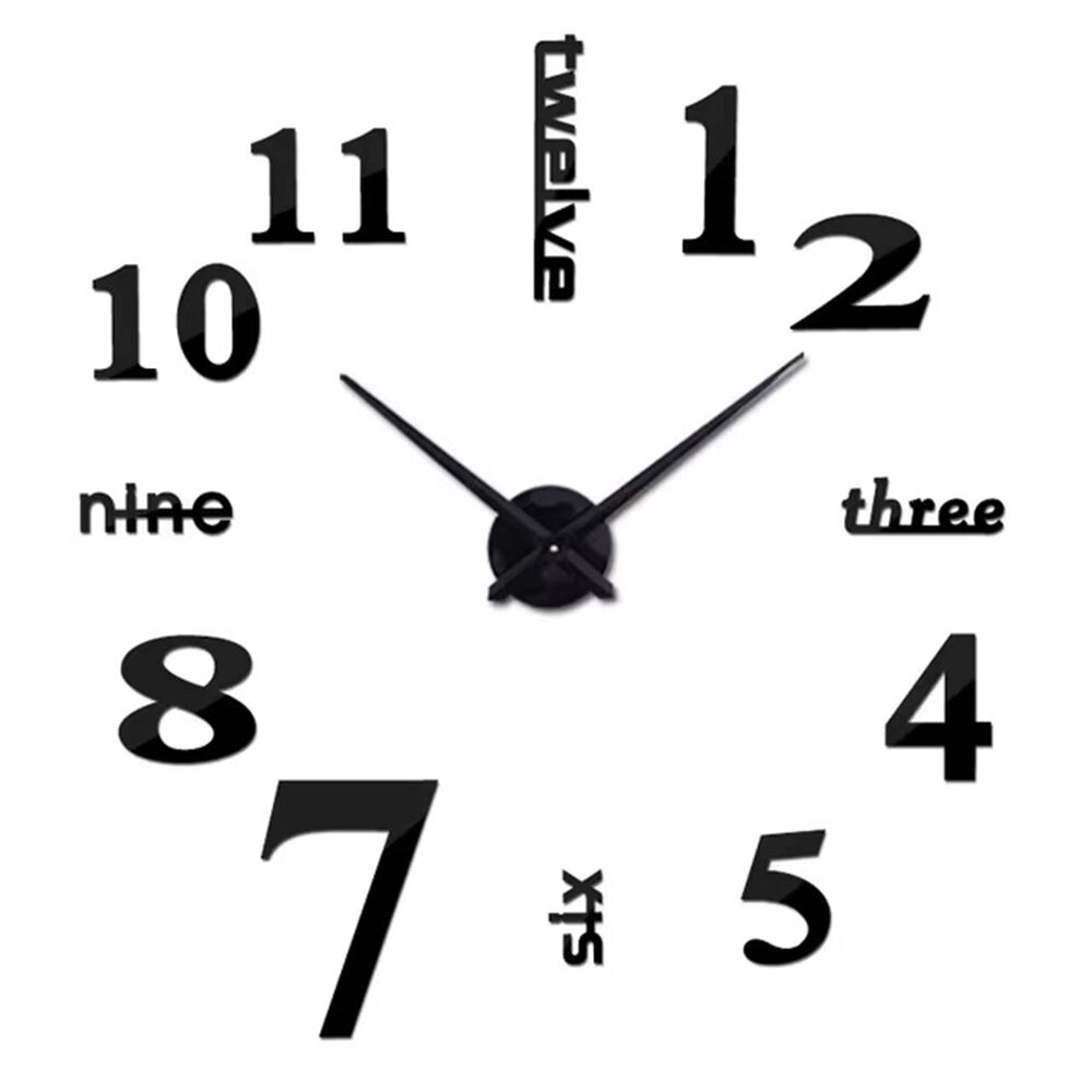 Reloj De Pared Con Pegatinas De Espejo Acrílico Negro15 image number 0.0