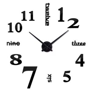 Reloj De Pared Con Pegatinas De Espejo Acr&iacute;lico Negro15
