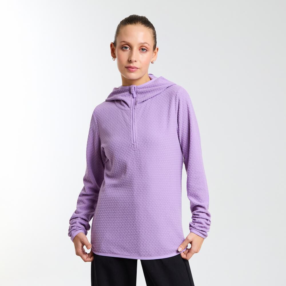 Polerón Deportivo Waffle Cuello Alto Con Capucha Mujer Wetland image number 0.0