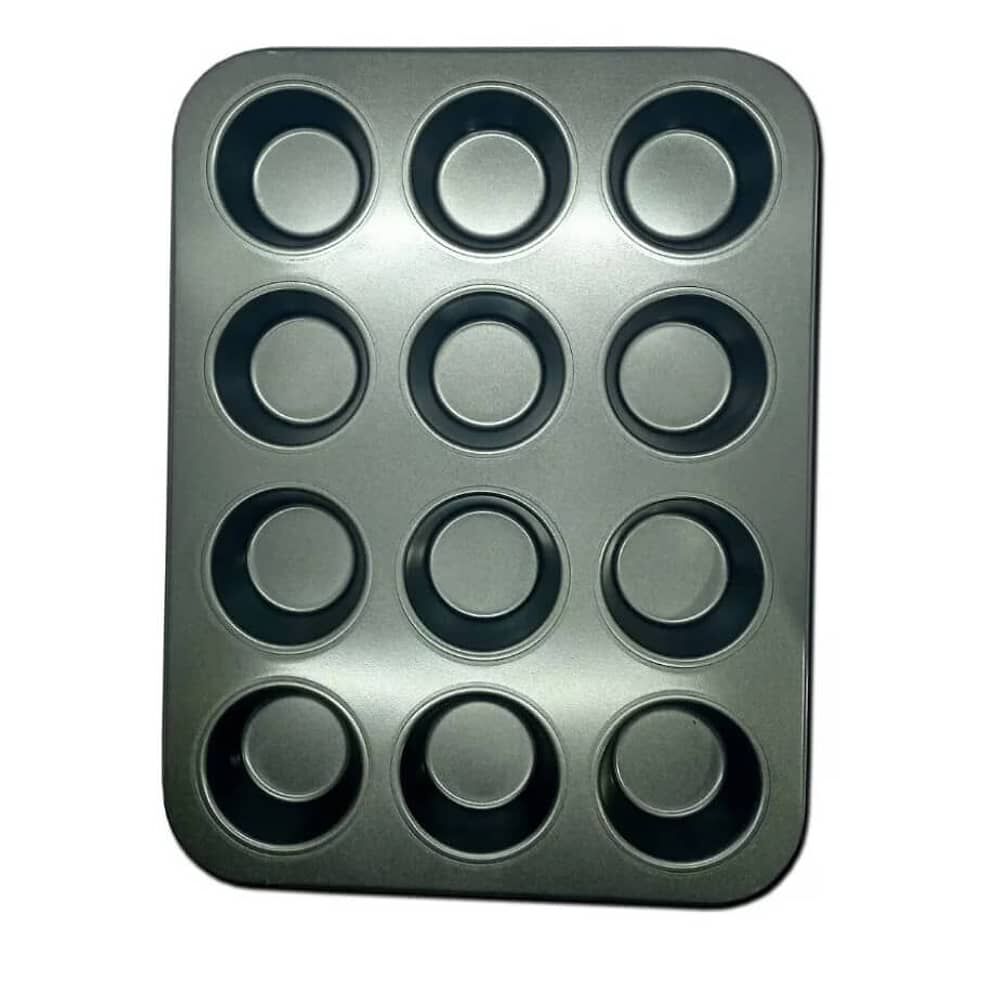 Molde 12 Muffins Cupcakes Placa Tefl&oacute;n Pettish Online Vc Color Negro image number 3.0