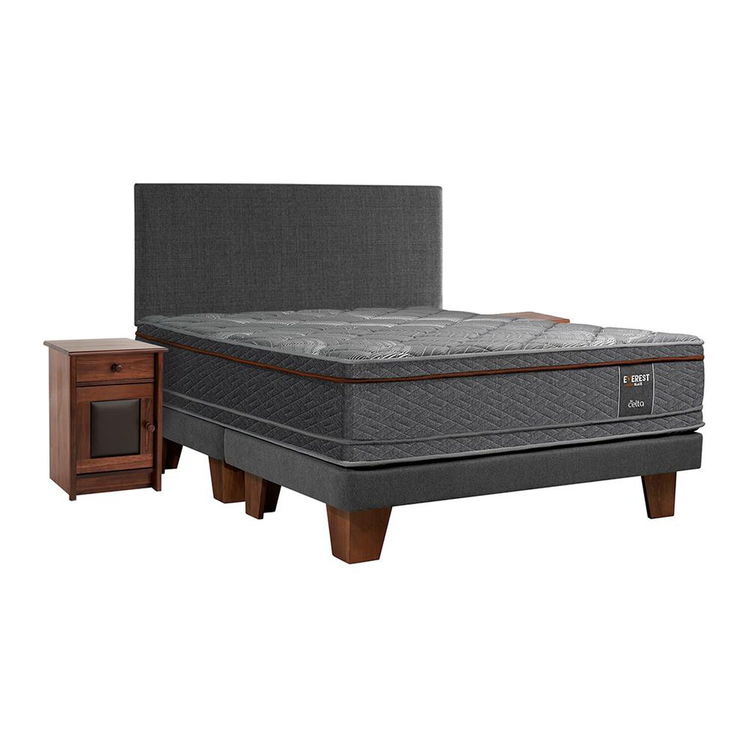Cama Europea Celta Everest Cooper Black / 2 Plazas / Base Dividida + Set De Maderas image number 0.0