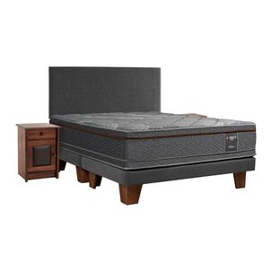 Cama Europea Celta Everest Cooper Black / 2 Plazas / Base Dividida + Set De Maderas