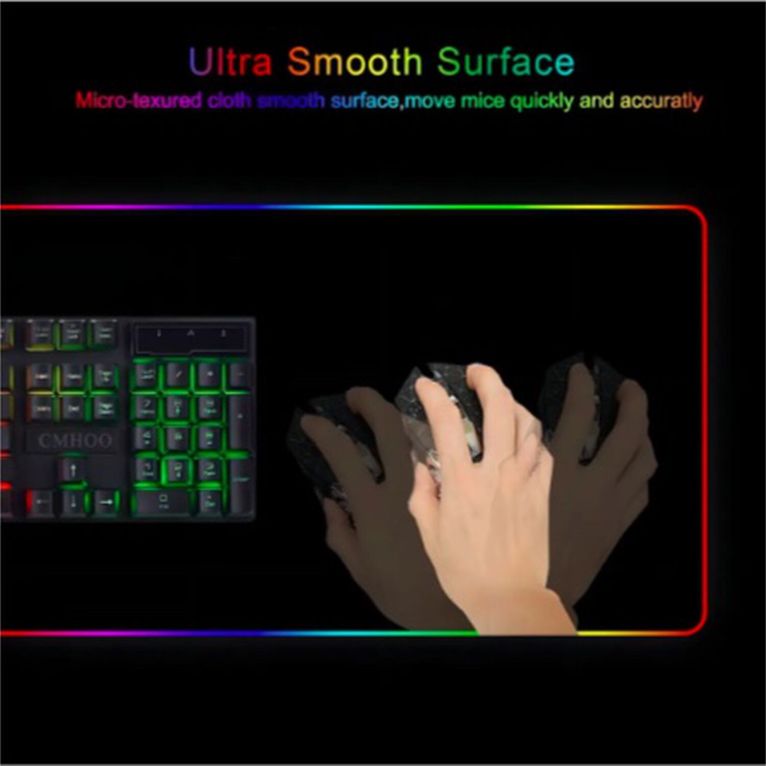 Mousepad Gamer Negro Antideslizante image number 4.0