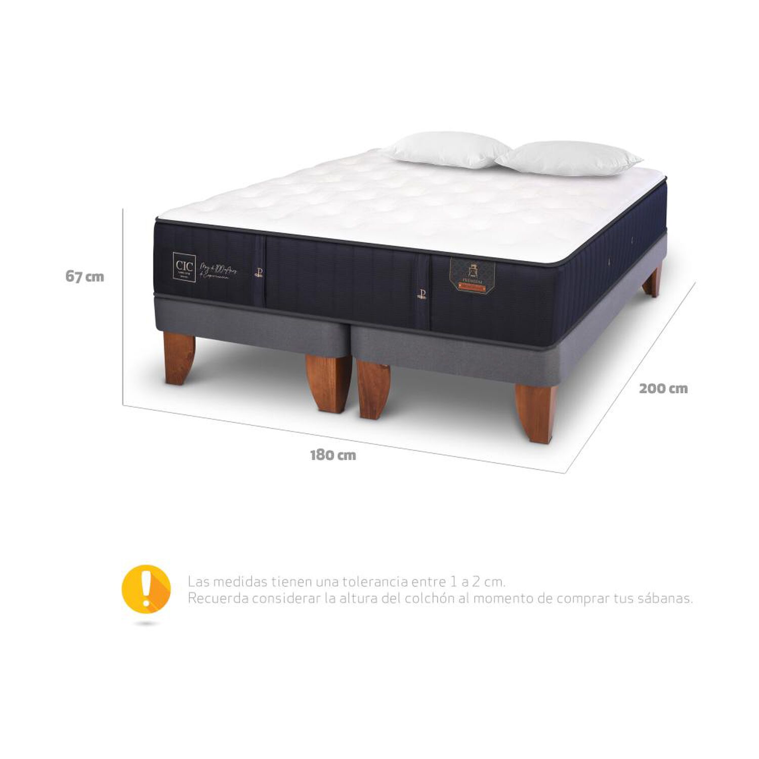 Cama Europea Cic Premium / King / Base Dividida + Almohadas image number 4.0