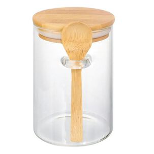 Frasco Contenedor Hermetico Vidrio 10cm Redondo Con Cuchara Frasco Contenedor Hermetico Vidrio 10cm Redondo Con Cuchara