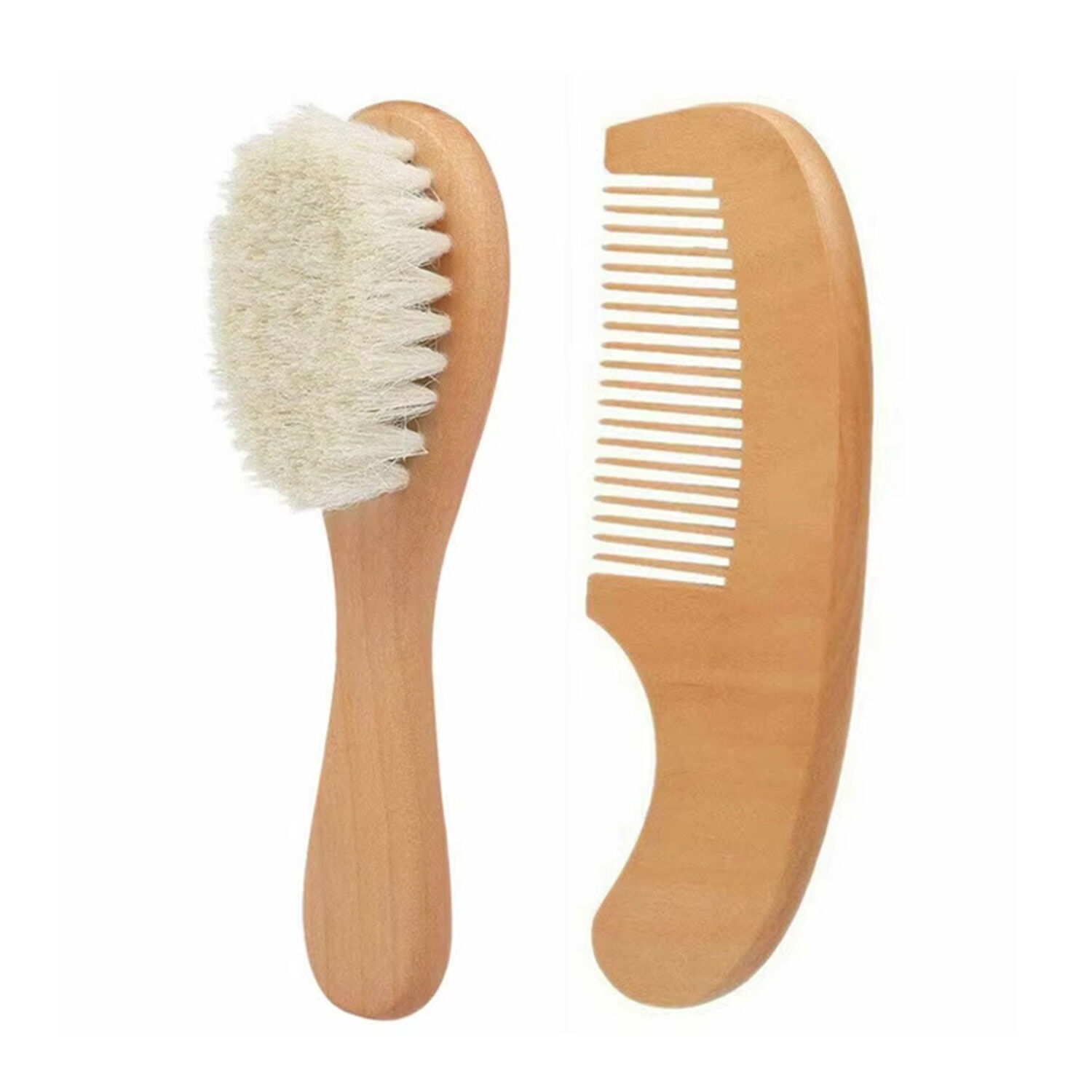 Kit Cepillo Peine Madera Cerdas Suaves Beb&eacute;s Recien Nacidos image number 0.0
