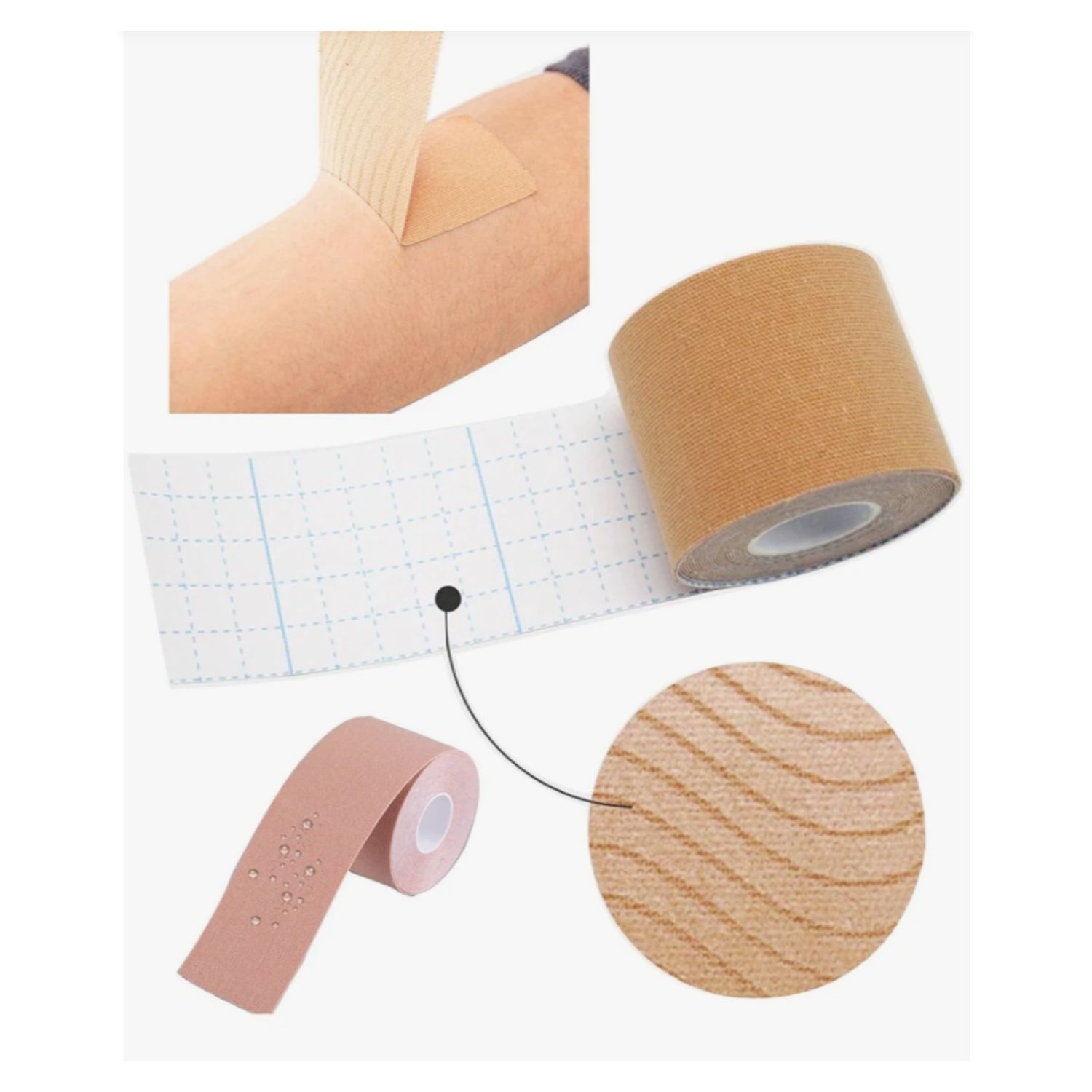 Cinta Kinesiol&oacute;gica Tape Neuromuscular 500cm X 5cm Beige image number 3.0