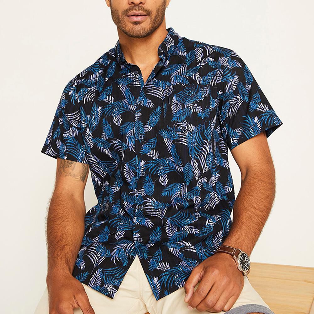 Camisa Manga Corta Hombre Az Black image number 0.0