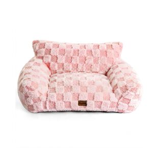 Cama Sof&aacute; Para Perros Y Gatos Dise&ntilde;o Cuadros Rosa Lavable Talla S