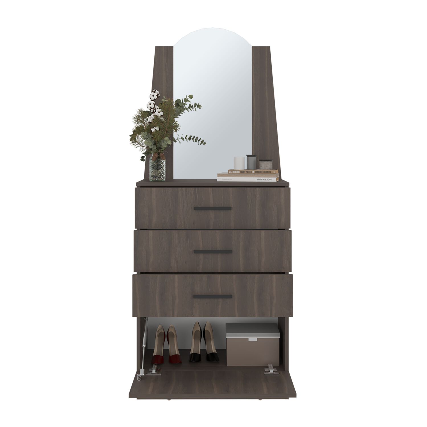 Comoda Con Espejo 159.5x62.8x35.3 Cm 3 Cajones 1 Puerta image number 1.0