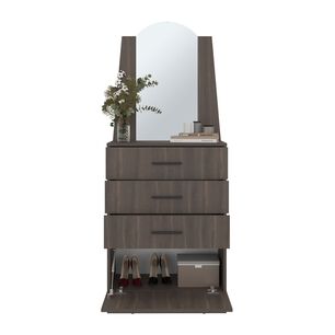 Comoda Con Espejo 159.5x62.8x35.3 Cm 3 Cajones 1 Puerta