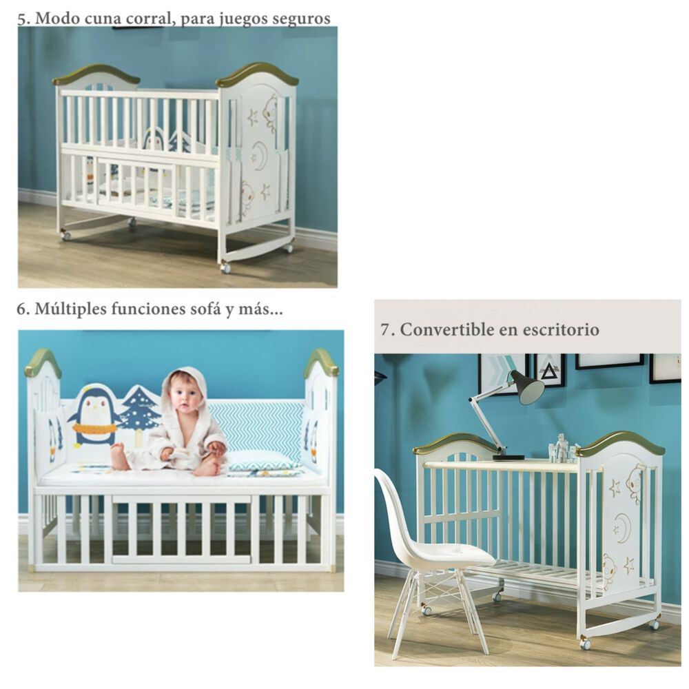 Cuna Colecho Madera Con Mudador Mosquitero Lubabycas Azul image number 4.0