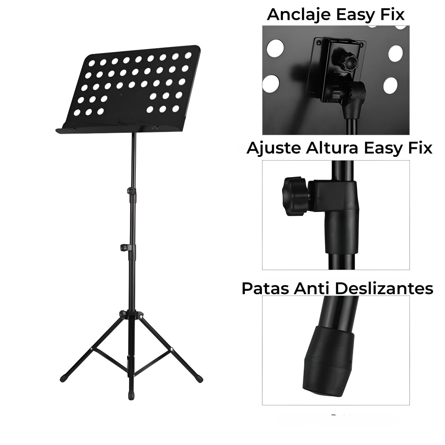 Soporte Atril De Partituras Con Altura Ajustable De Aluminio image number 5.0