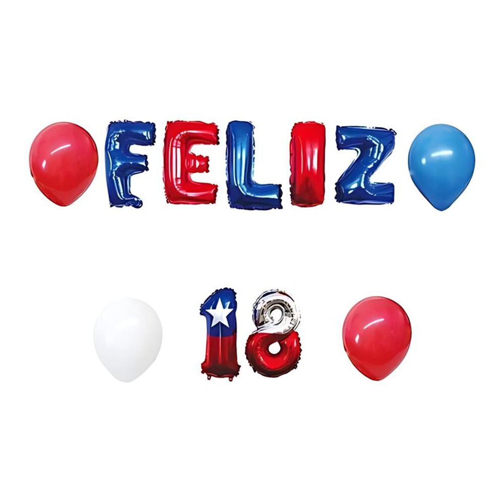Set 11 Globos Dise&ntilde;o Feliz 18 Fiestas Patrias Chile Cotillon image number 0.0