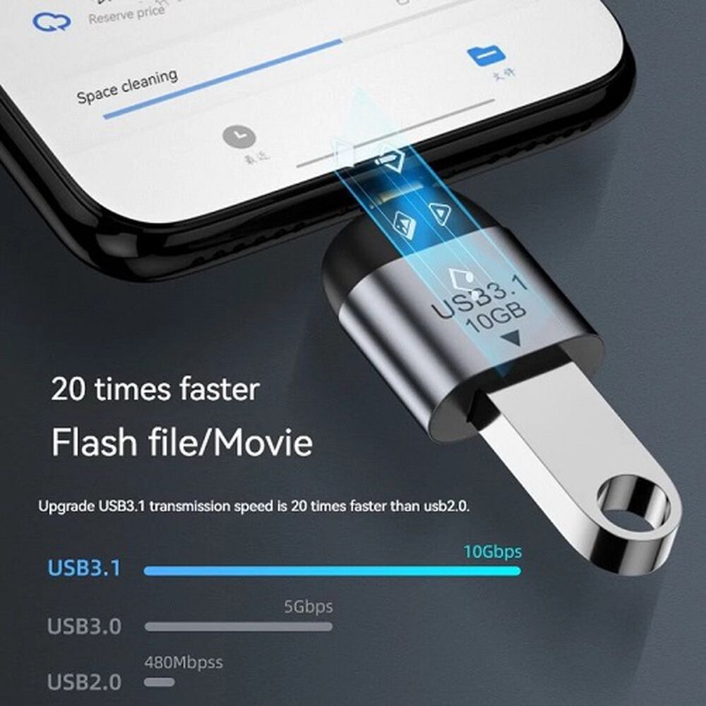 Adaptador Tipo C A Usb 3.0 Resistente Metal Aluminio 10gb/s Convertidor Tipo C Macho A Usb Hembra Para Celular 0 Notebooks image number 2.0