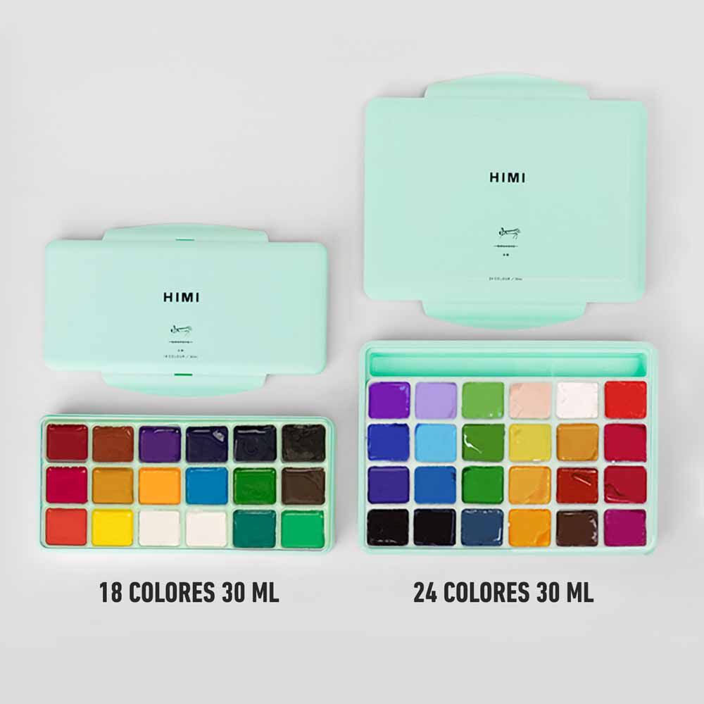 Set Miya Gouache 24 Colores / 30gr Sin Pinceles Verde image number 6.0