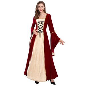 Disfraz Medieval Renacentista Para Mujer Vestido Largo Con Cordones G&oacute;tico