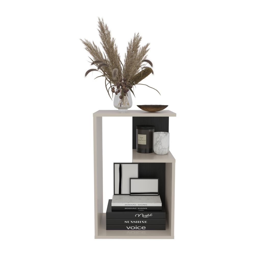 Mesa Lateral 63,4x39,8x30 Cm Beige Y Negro image number 2.0