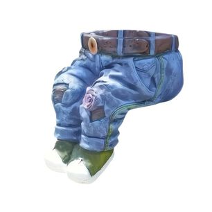 Maceta Decorativa Pantalones Jeans Flores Adorno Jard&iacute;n