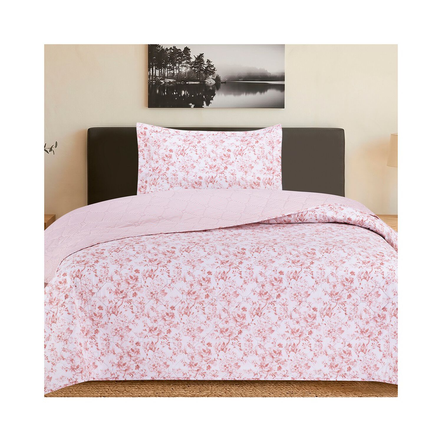 Quilt Andes Printed Rayas Rosa 1.5 Plazas image number 0.0
