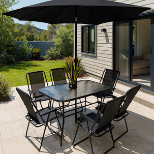 Juego De Terraza Casaideal Garden / 6 Sillas + Quitasol