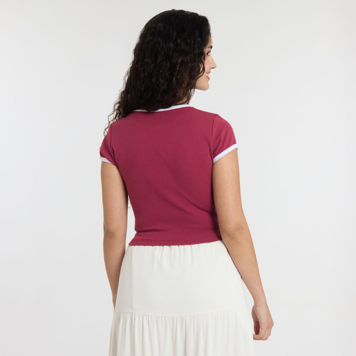 Polera Retro Manga Corta Cuello Redondo Mujer Freedom image number 3.0