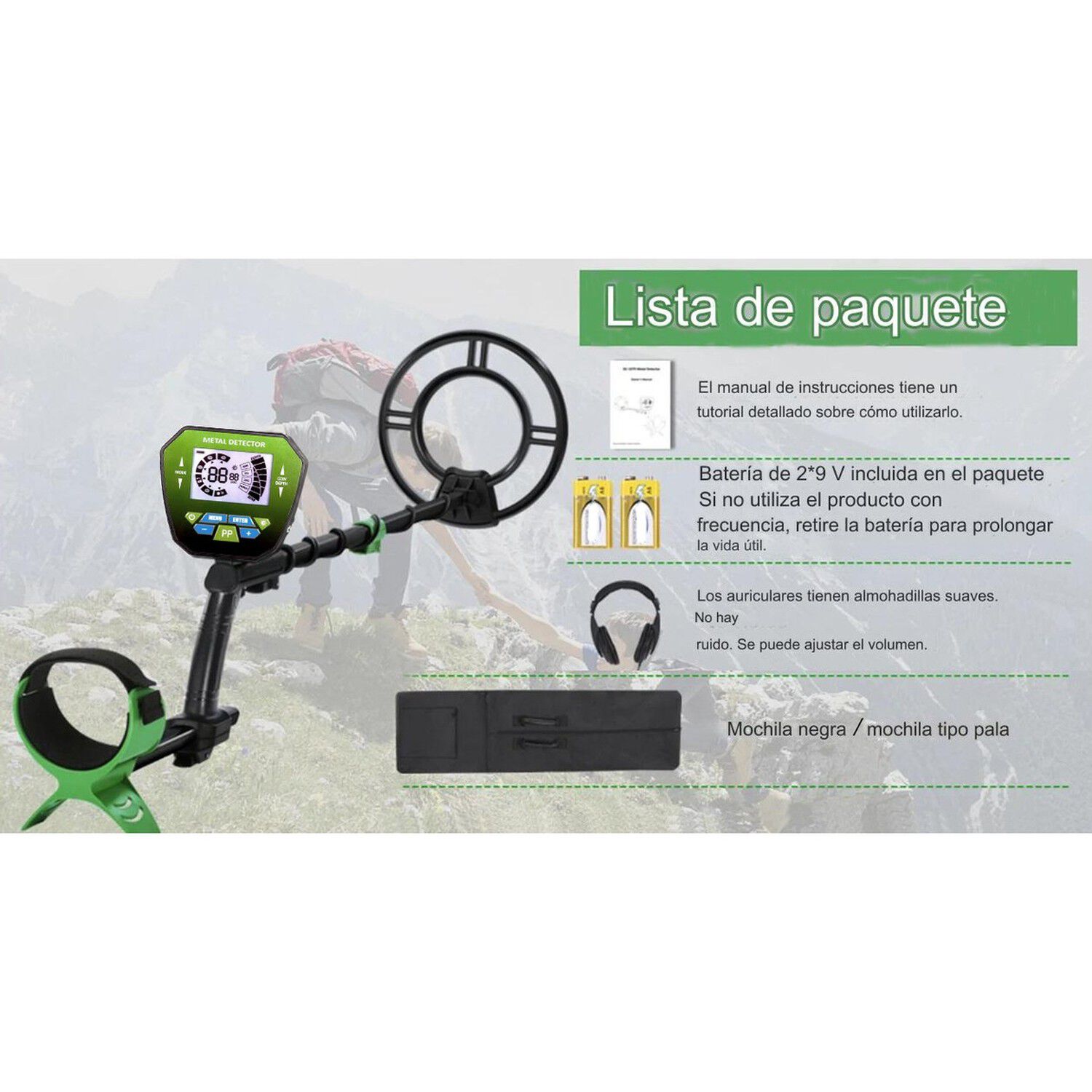 Detector Metales Oro Plata Cobre Pantalla Lcd Md-1079 image number 7.0