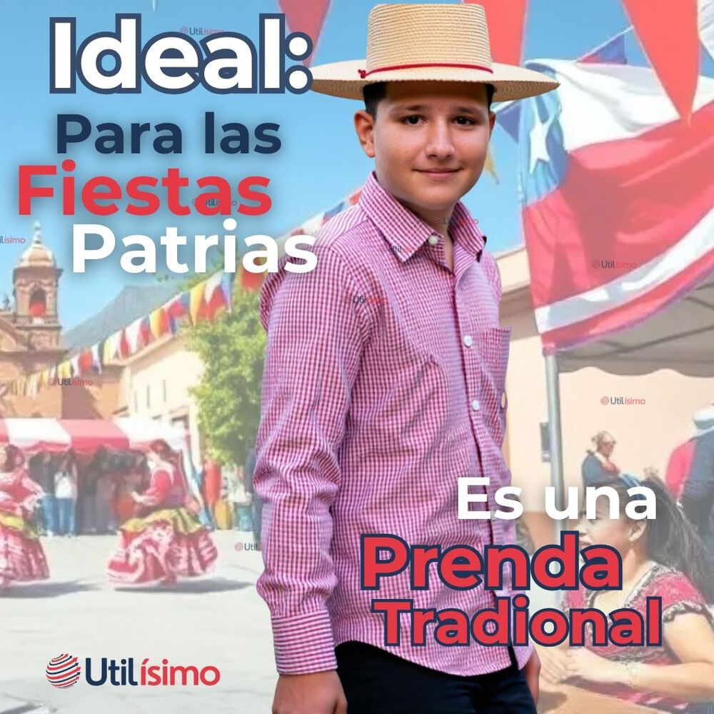 Camisa Huaso Cuadrillé Algodón Niño Juvenil Color Rojo image number 4.0