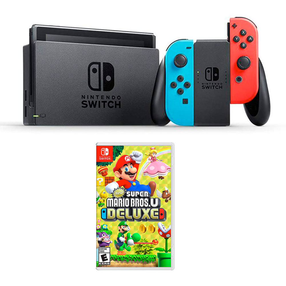 Consola Nintendo Switch Neon + Juego Super Mario Bros U Deluxe