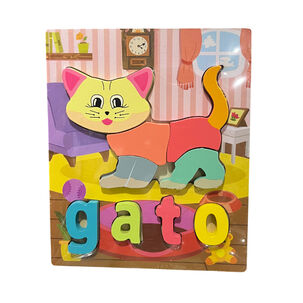 Puzzle Encaje Madera Letra Dibujo Rompecabeza Didactico Ni&ntilde;o