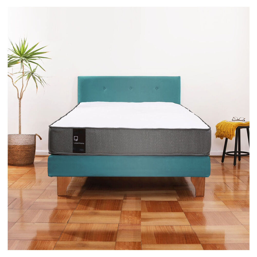 Cama Europea Zen Best 1.5 Plaza Tela Velvet Turquesa + Respaldo image number 0.0