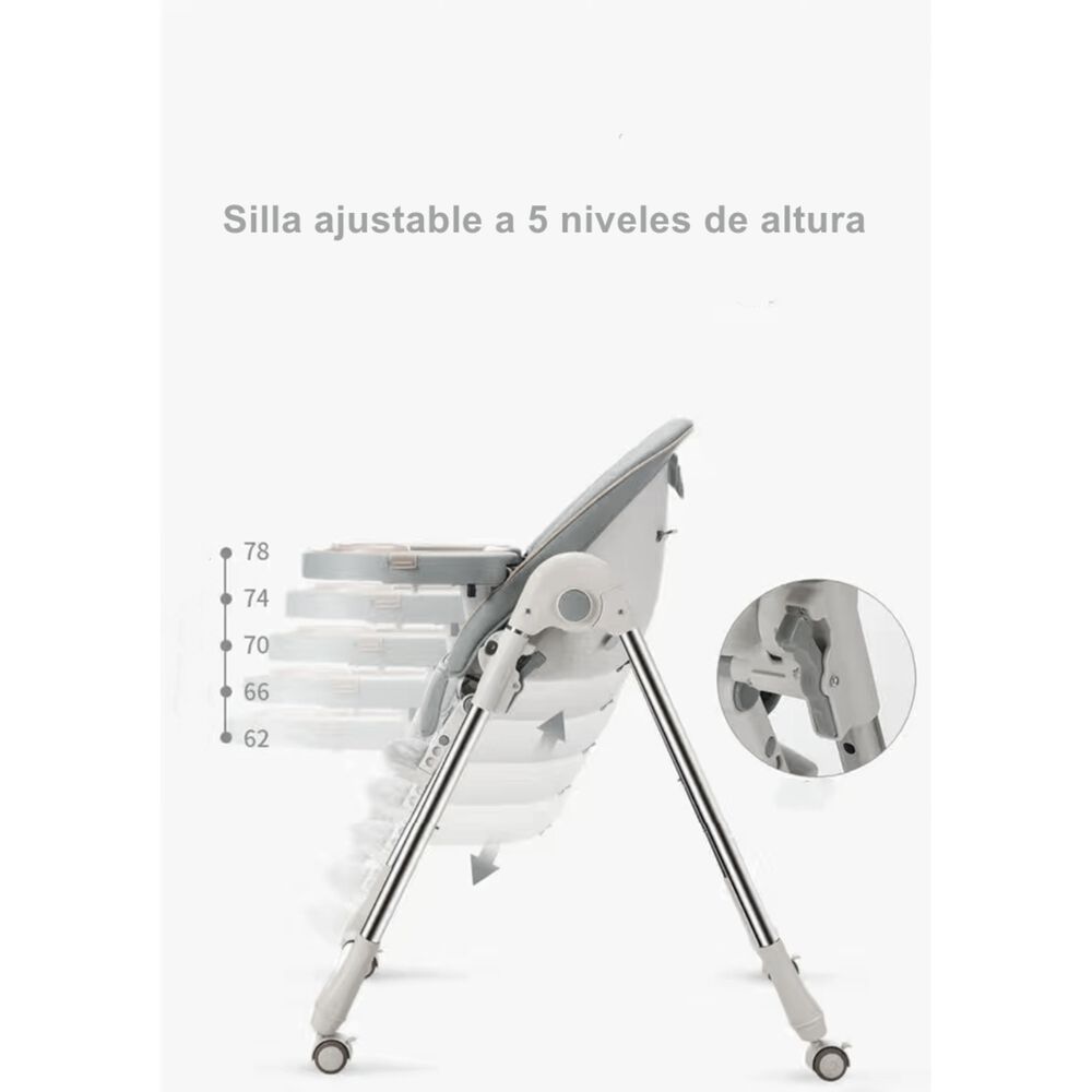 Silla De Comer Lubabycas Plegable Con Ruedas Gris image number 7.0