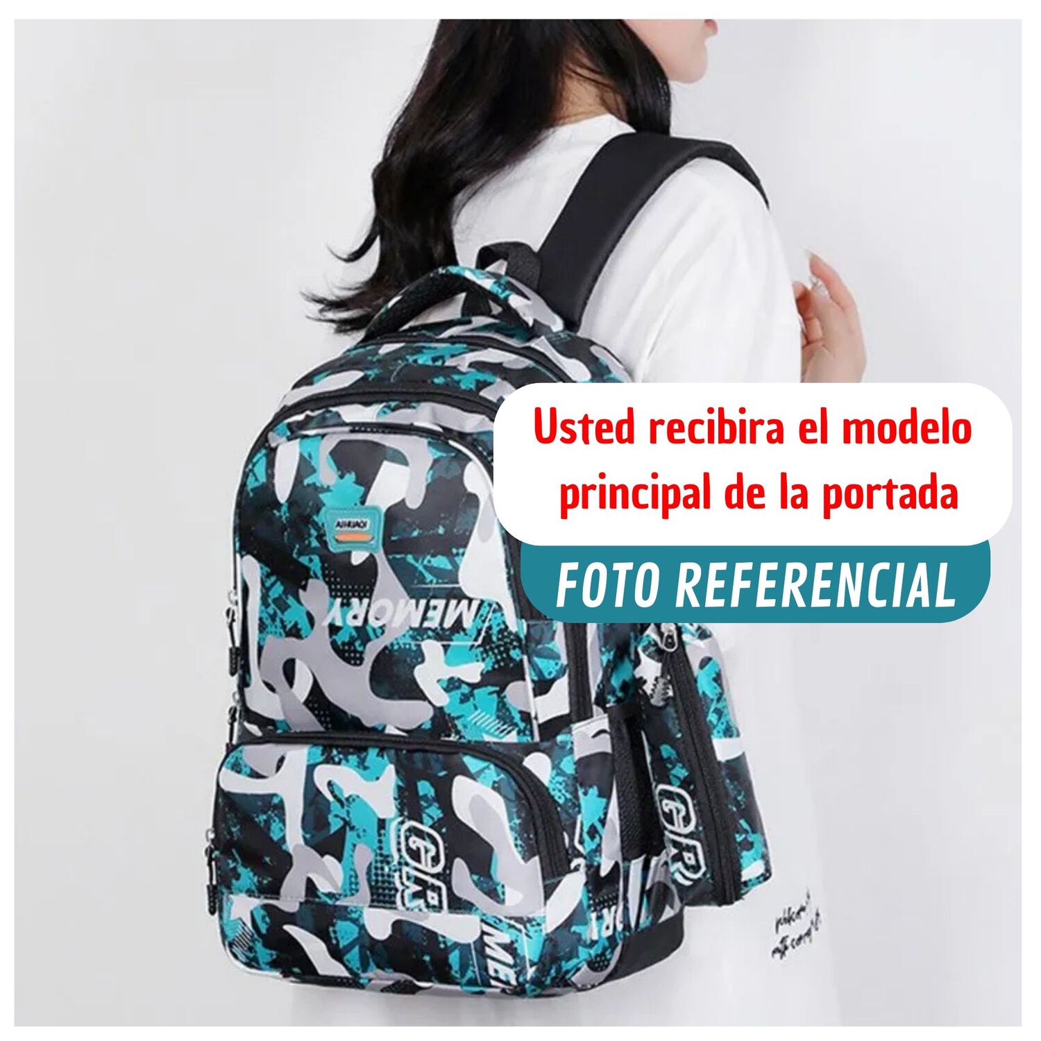 Mochila Escolar Juvenil Y Universitario 45cm Diseño Camuflaje Gray Unisex image number 2.0