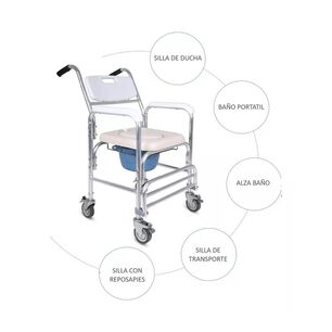 Ba&ntilde;o Wc Port&aacute;til Con Ruedas Y Reposapies Incluye Balde 7002b