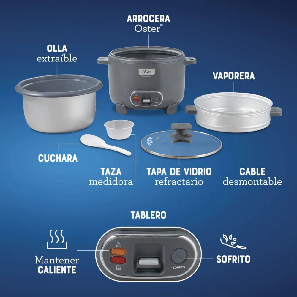 Arrocera Oster 12 Tazas Sofrito Y Vaporera Mod 2212406 image number 10.0