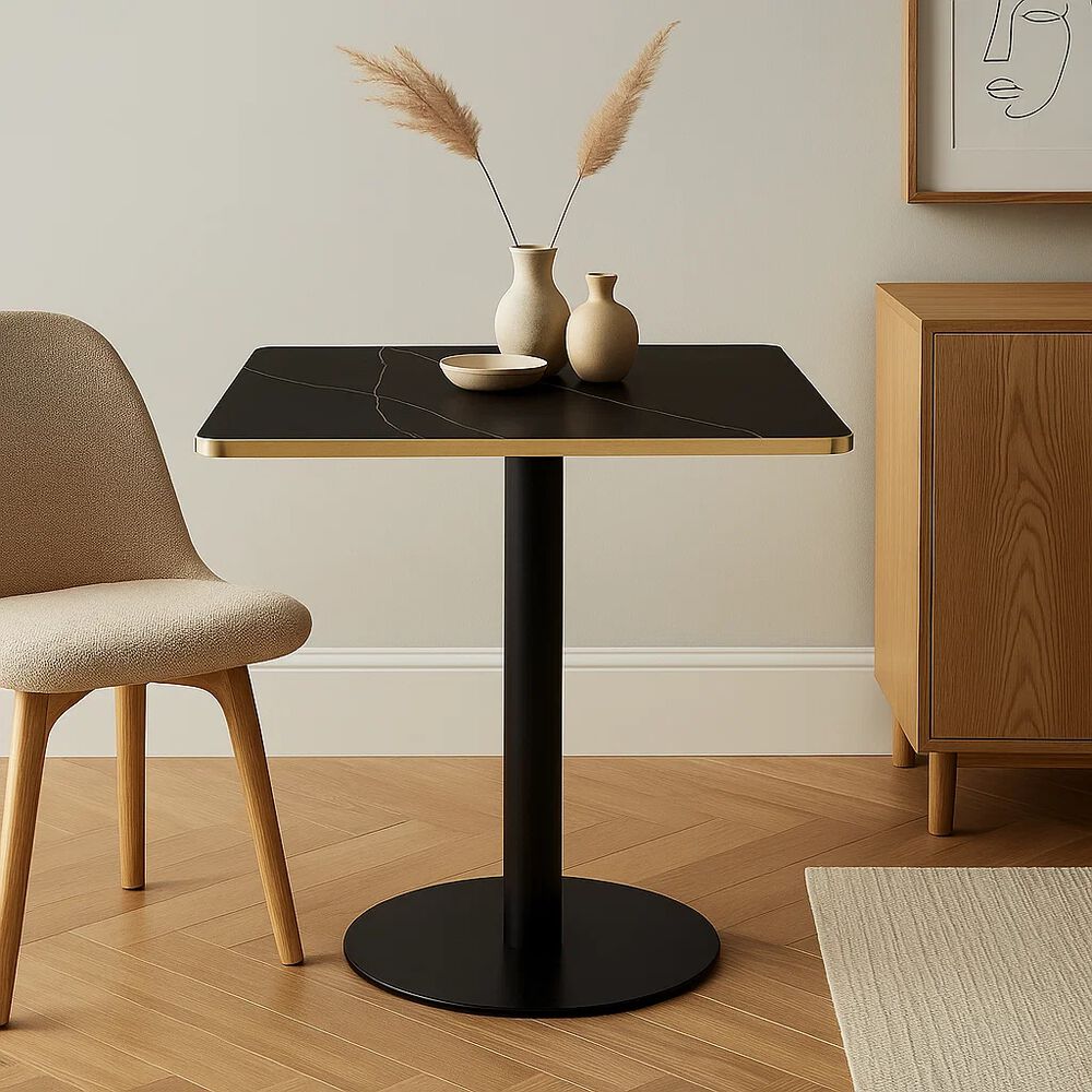 Mesa Luxor De Mdf Efecto Marmol Negro Con Dorado image number 2.0