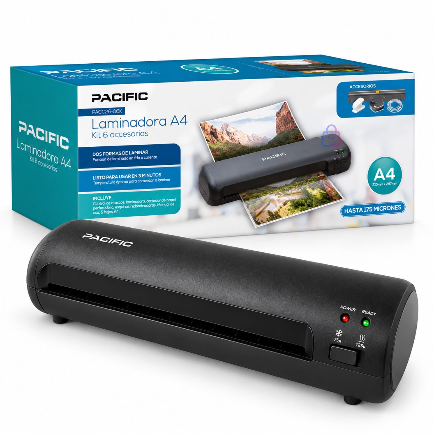 Laminadora Plastificadora A4 Incluye 6 Accesorios Negro - Ps image number 3.0