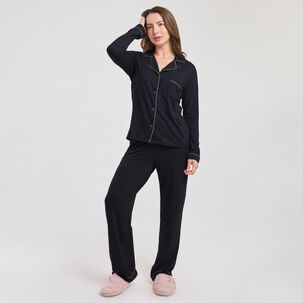 Pijama Camisero Liso Manga Larga Mujer Geeps