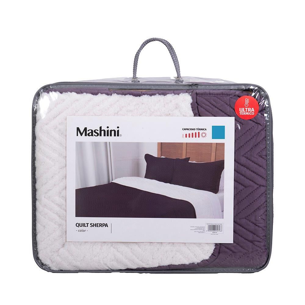 Quilt Sherpa Liso 2 Plazas Morado image number 4.0