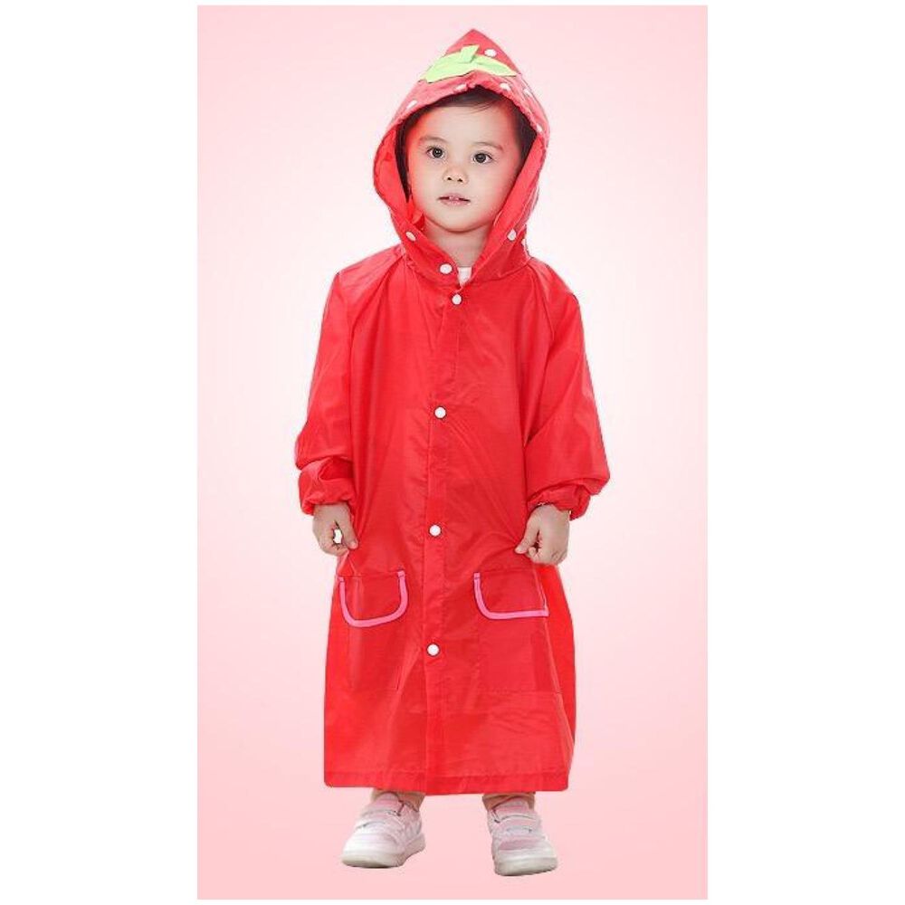Poncho Impermeable Con Gorro Para Lluvia Infantil Rojo image number 1.0