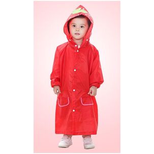 Poncho Impermeable Con Gorro Para Lluvia Infantil Rojo
