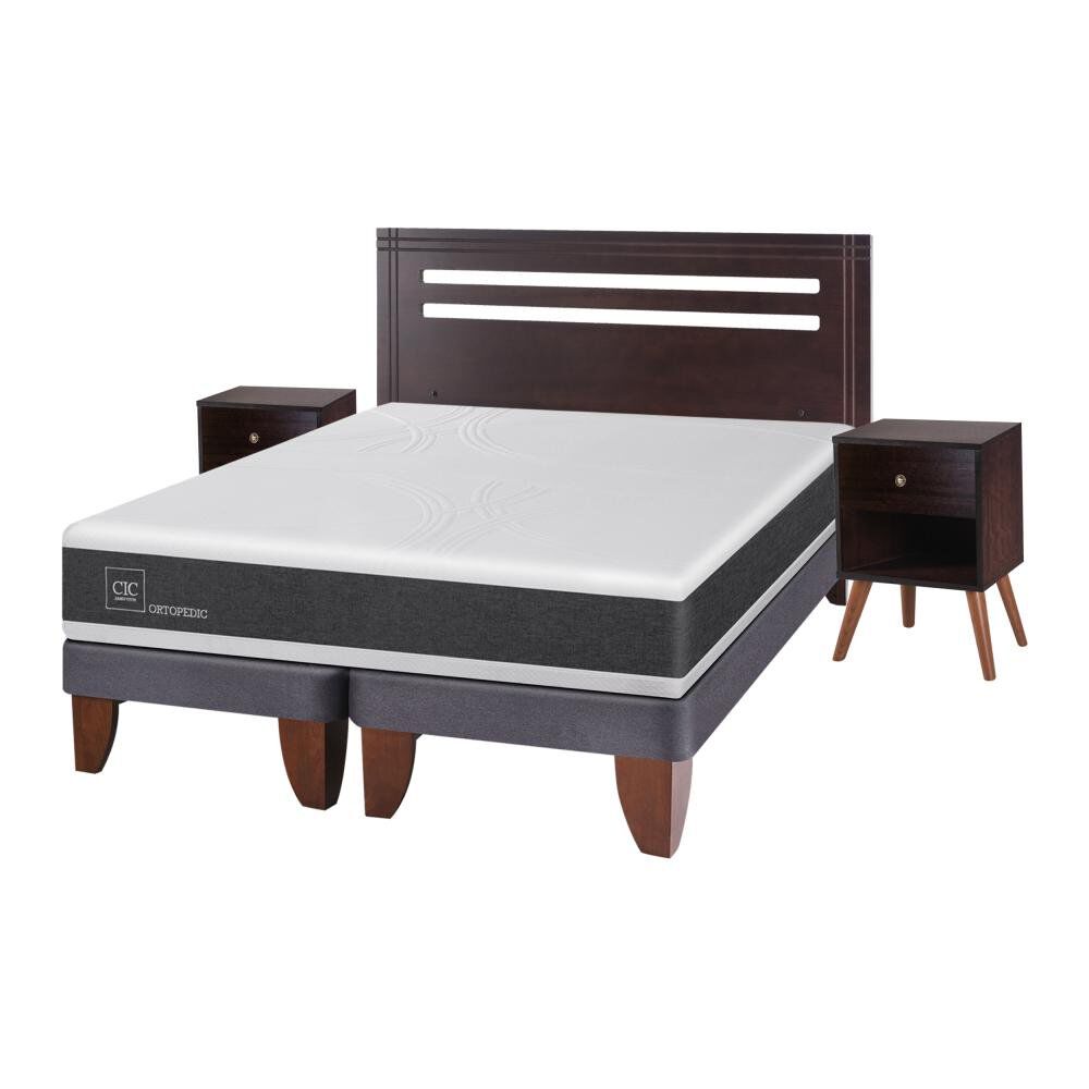 Cama Europea Cic Ortopedic / 2 Plazas / Base Dividida + Set De Maderas image number 1.0